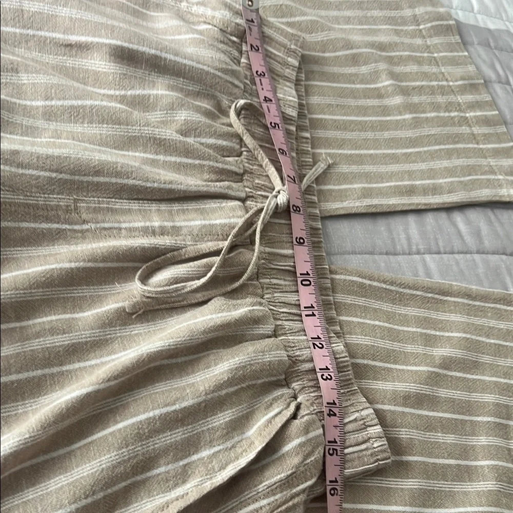 (BRIGGS).women’s Striped Tan and White Wide Leg Pants size L - Picture 6 of 11